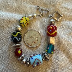 Silpada glass and sterling beaded bracelet. Aprox 8 inches .